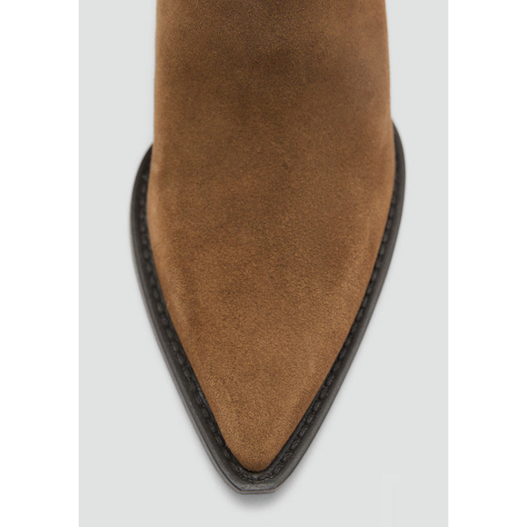 NEW MANGO MNG TOBACCO BROWN WESTY SUEDE BLOCK HEEL ANKLE BOOTS BOOTIE 37 US 6.5 - Picture 4 of 8